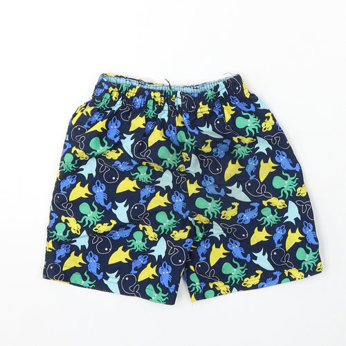 Rebel Boys Blue Geometric Polyester Cropped Trousers Size 18-24 Months Drawstring - Shorts