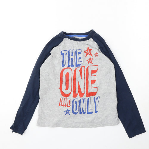 Dunnes Stores Boys Grey Cotton Basic T-Shirt Size 7 Years Round Neck - The One and Only