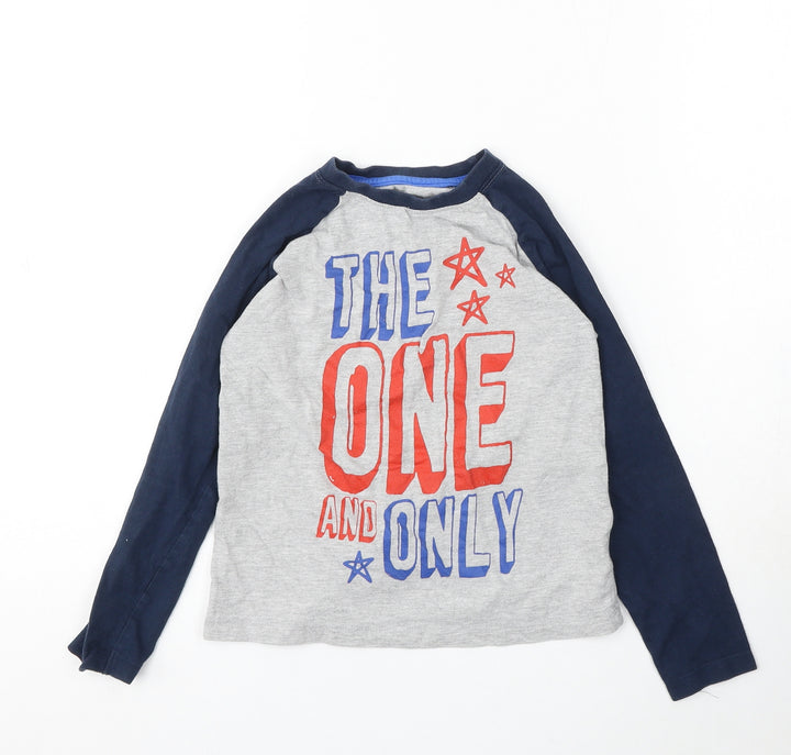 Dunnes Stores Boys Grey Cotton Basic T-Shirt Size 7 Years Round Neck - The One and Only