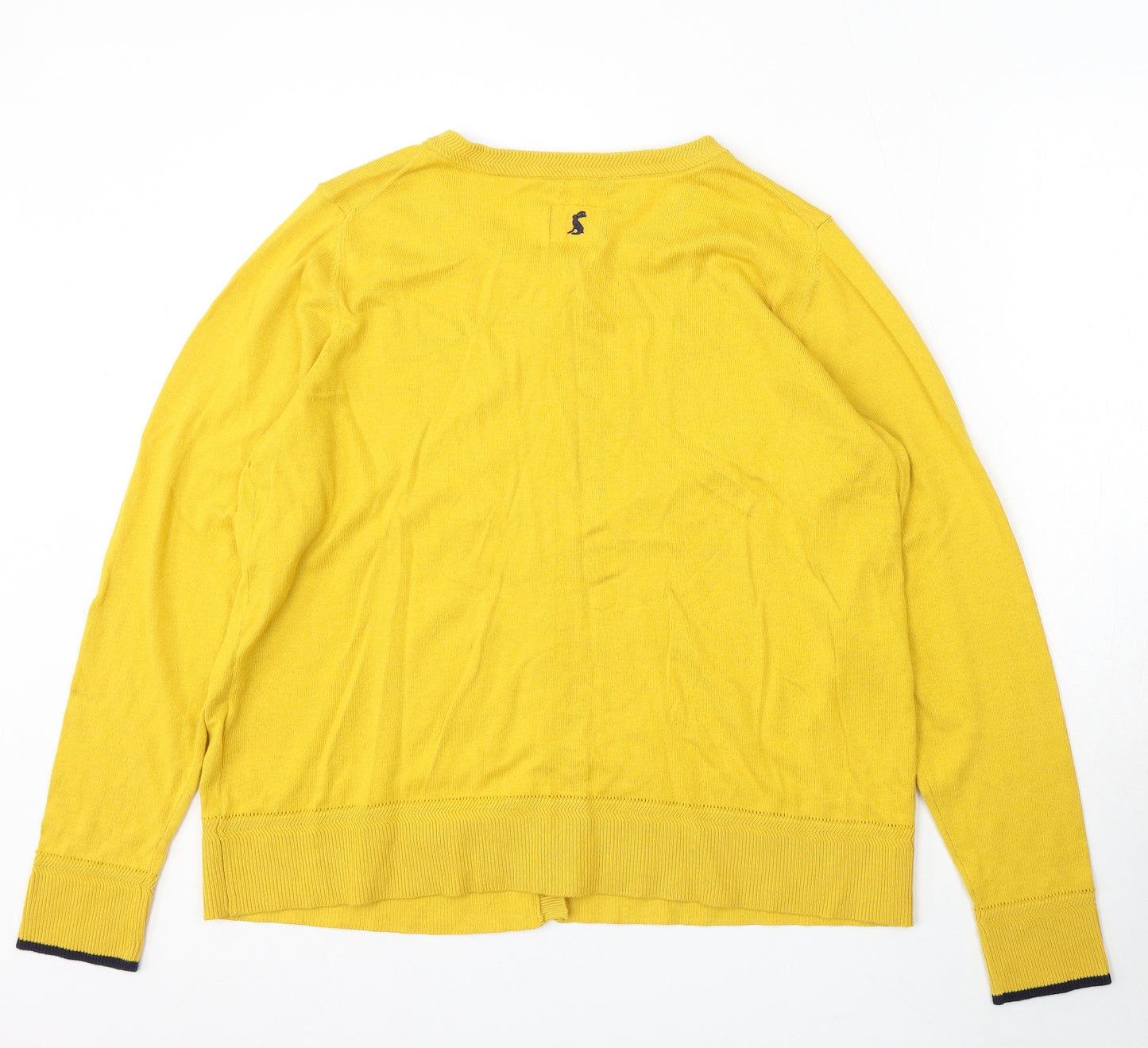 Joules Womens Yellow Round Neck Cotton Cardigan Jumper Size 18 - Dog