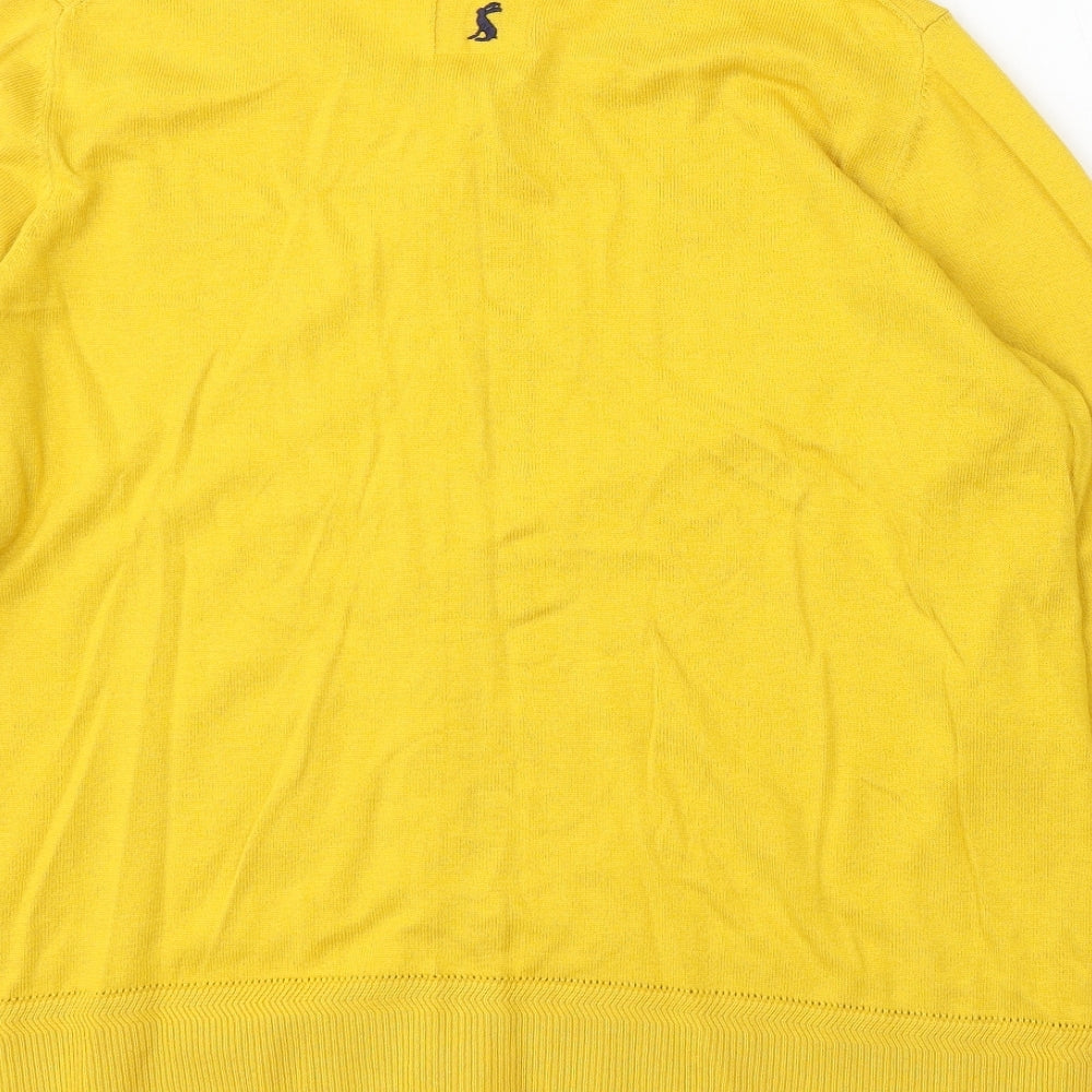 Joules Womens Yellow Round Neck Cotton Cardigan Jumper Size 18 - Dog