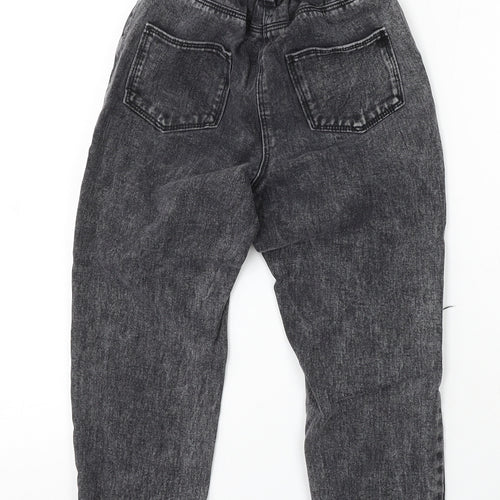 NEXT Girls Grey Cotton Straight Jeans Size 8 Years Regular Button - Stone Wash