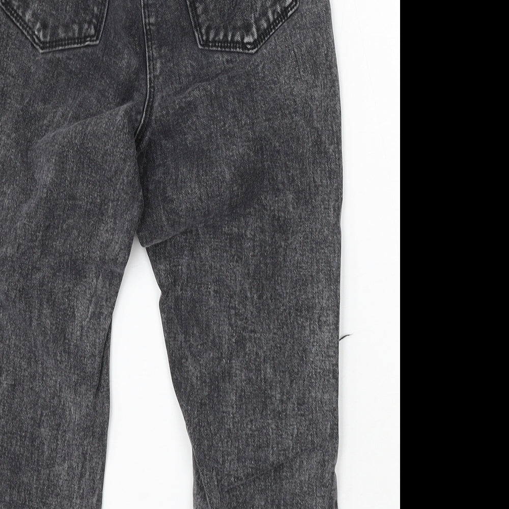 NEXT Girls Grey Cotton Straight Jeans Size 8 Years Regular Button - Stone Wash