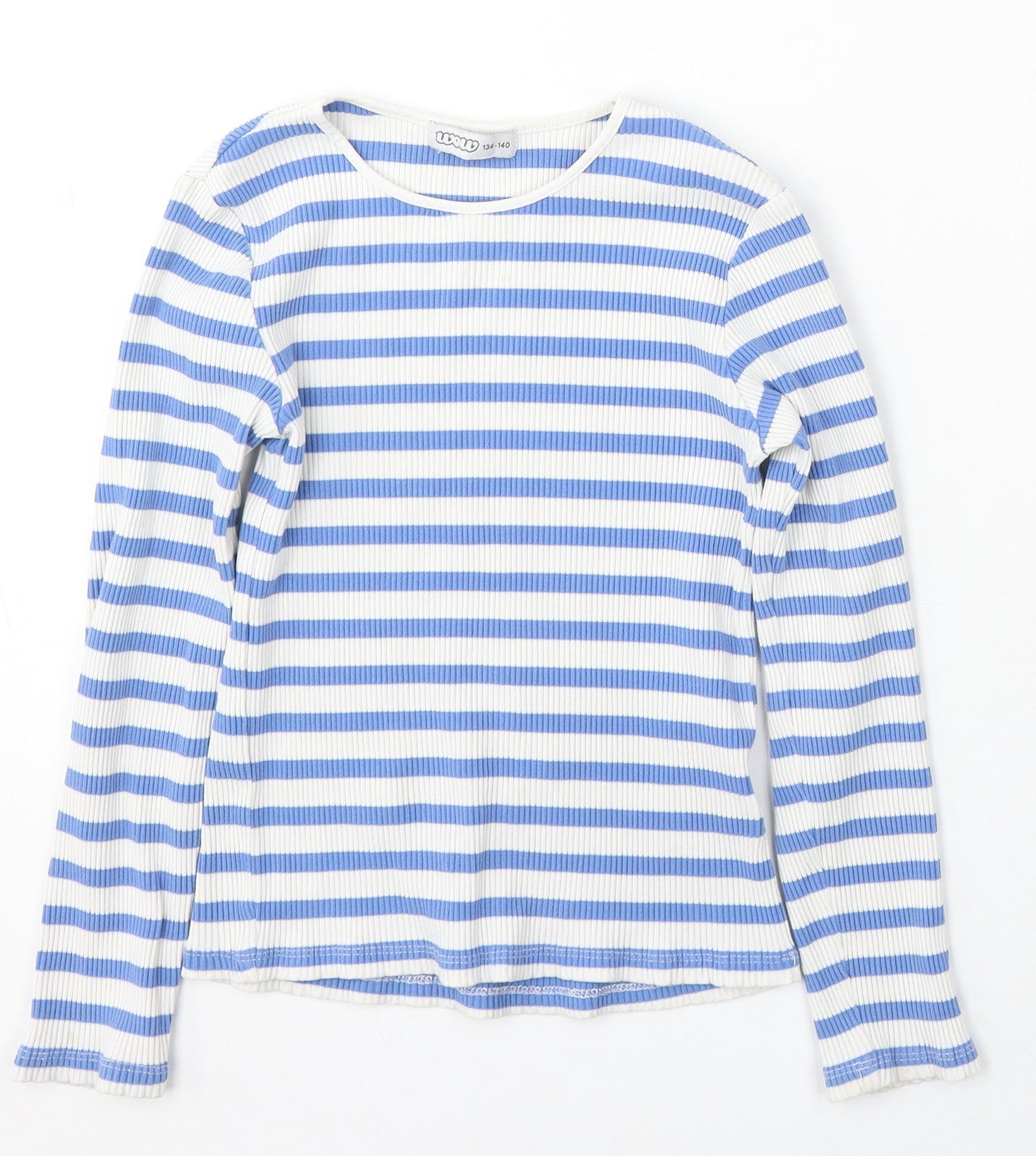 WOW Girls Multicoloured Striped Cotton Basic T-Shirt Size 9-10 Years Round Neck