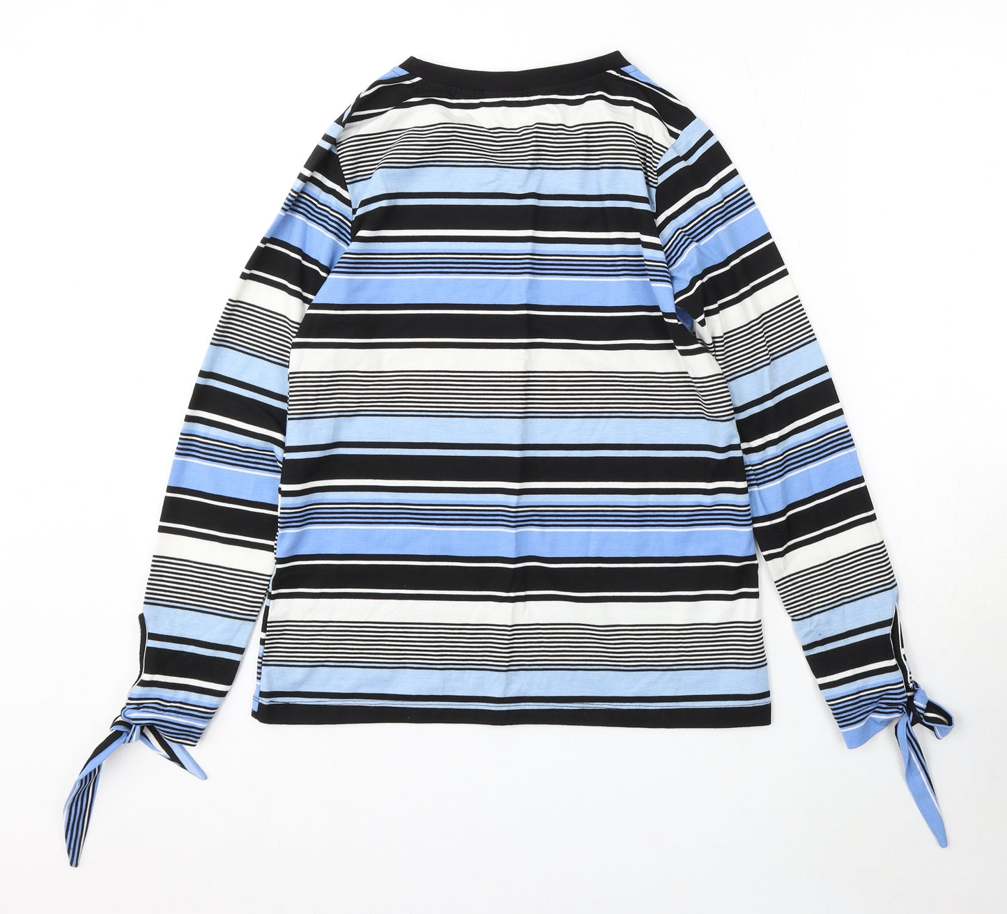Preworn Womens Blue Striped Polyester Pullover Sweatshirt Size 12