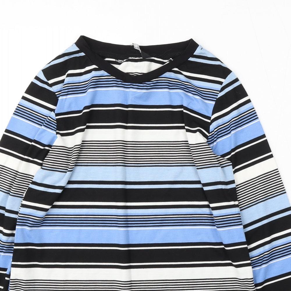 Preworn Womens Blue Striped Polyester Pullover Sweatshirt Size 12