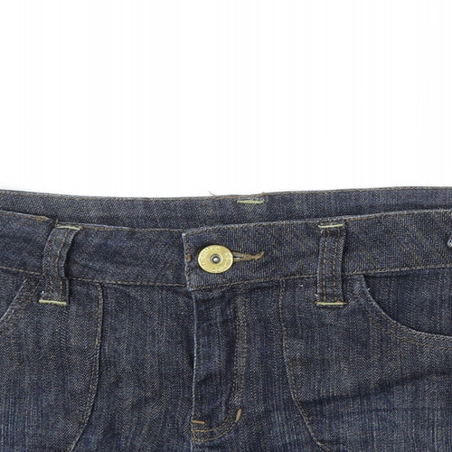 Denim & Co. Womens Blue Cotton Hot Pants Shorts Size 12 L3 in Regular Button