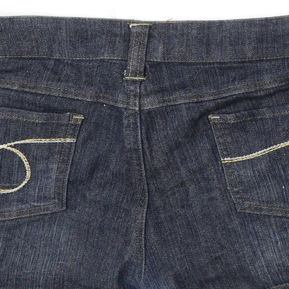 Denim & Co. Womens Blue Cotton Hot Pants Shorts Size 12 L3 in Regular Button