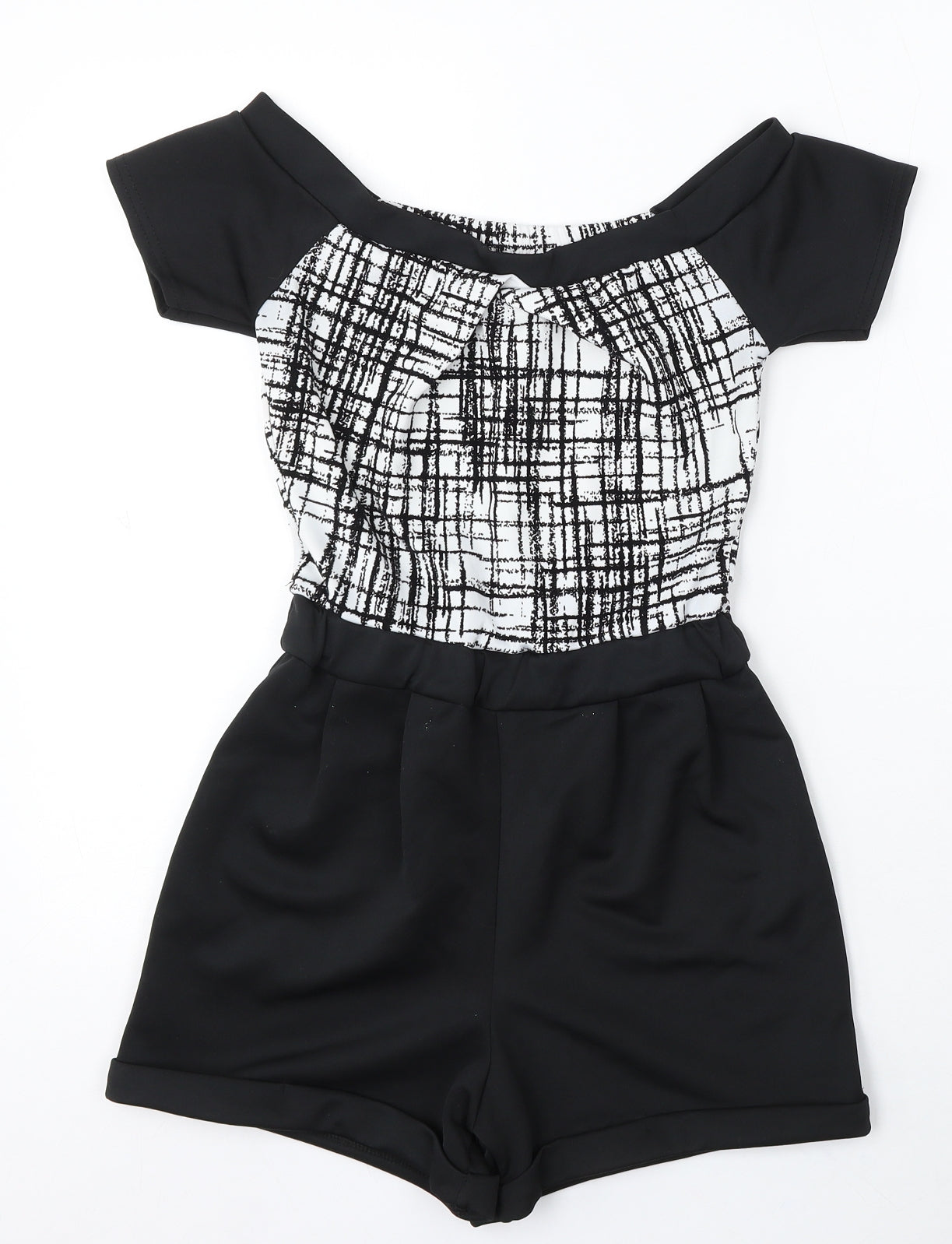Quiz Womens Black Geometric Polyester Playsuit One-Piece Size 8