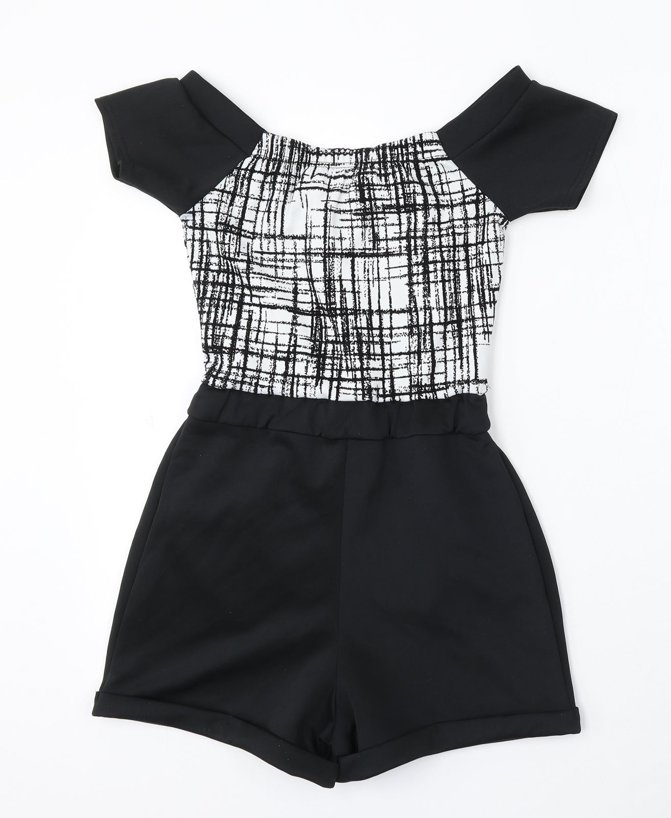 Quiz Womens Black Geometric Polyester Playsuit One-Piece Size 8