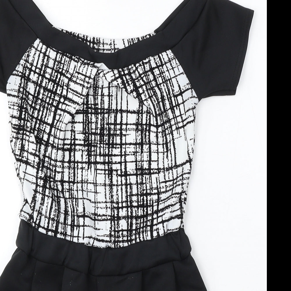Quiz Womens Black Geometric Polyester Playsuit One-Piece Size 8
