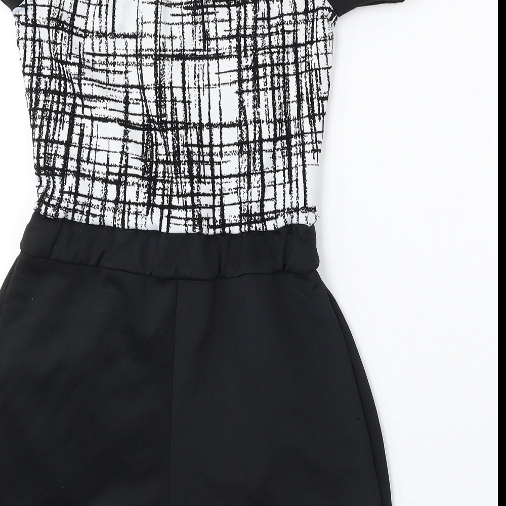 Quiz Womens Black Geometric Polyester Playsuit One-Piece Size 8