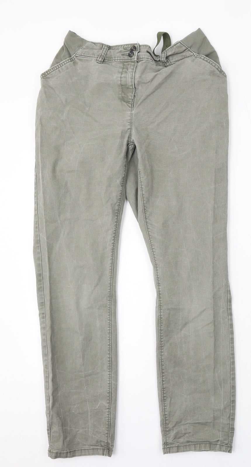 Next Maternity Womens Green Cotton Straight Jeans Size 10 L29 in Regular Button