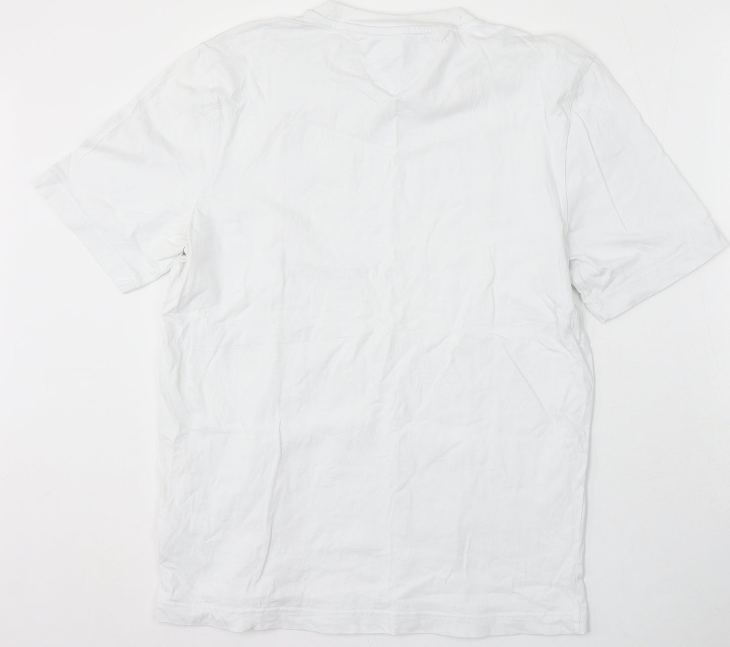 Tommy Hilfiger Mens White Cotton T-Shirt Size L Round Neck