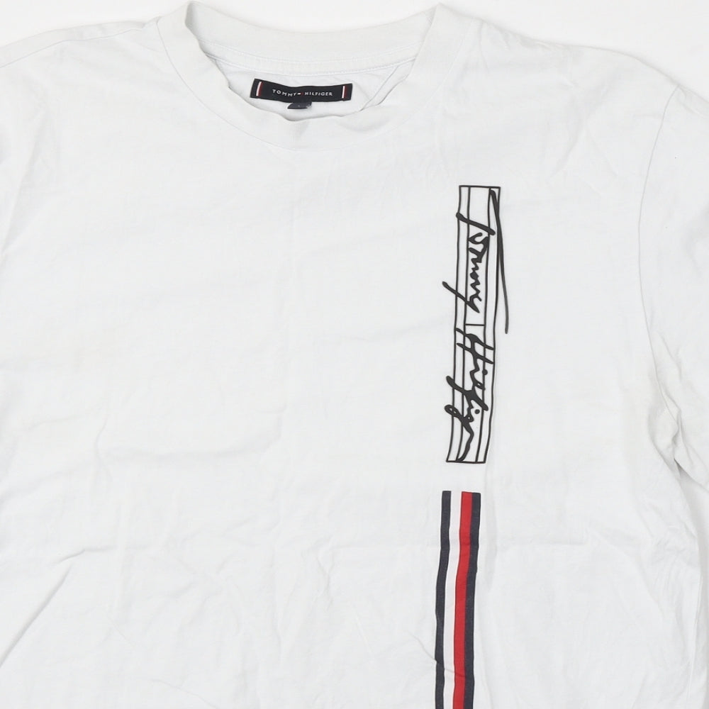 Tommy Hilfiger Mens White Cotton T-Shirt Size L Round Neck