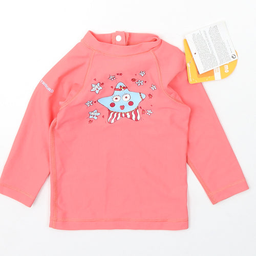 Profilter Girls Pink Polyester Basic T-Shirt Size 18-24 Months Round Neck Snap - Star