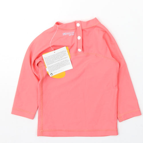 Profilter Girls Pink Polyester Basic T-Shirt Size 18-24 Months Round Neck Snap - Star