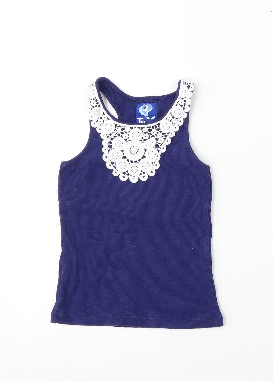 TU Girls Blue Cotton Basic Tank Size 5 Years Round Neck