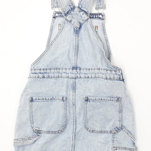 New Look Womens Blue Cotton Dungaree One-Piece Size 8 Button - Distressed