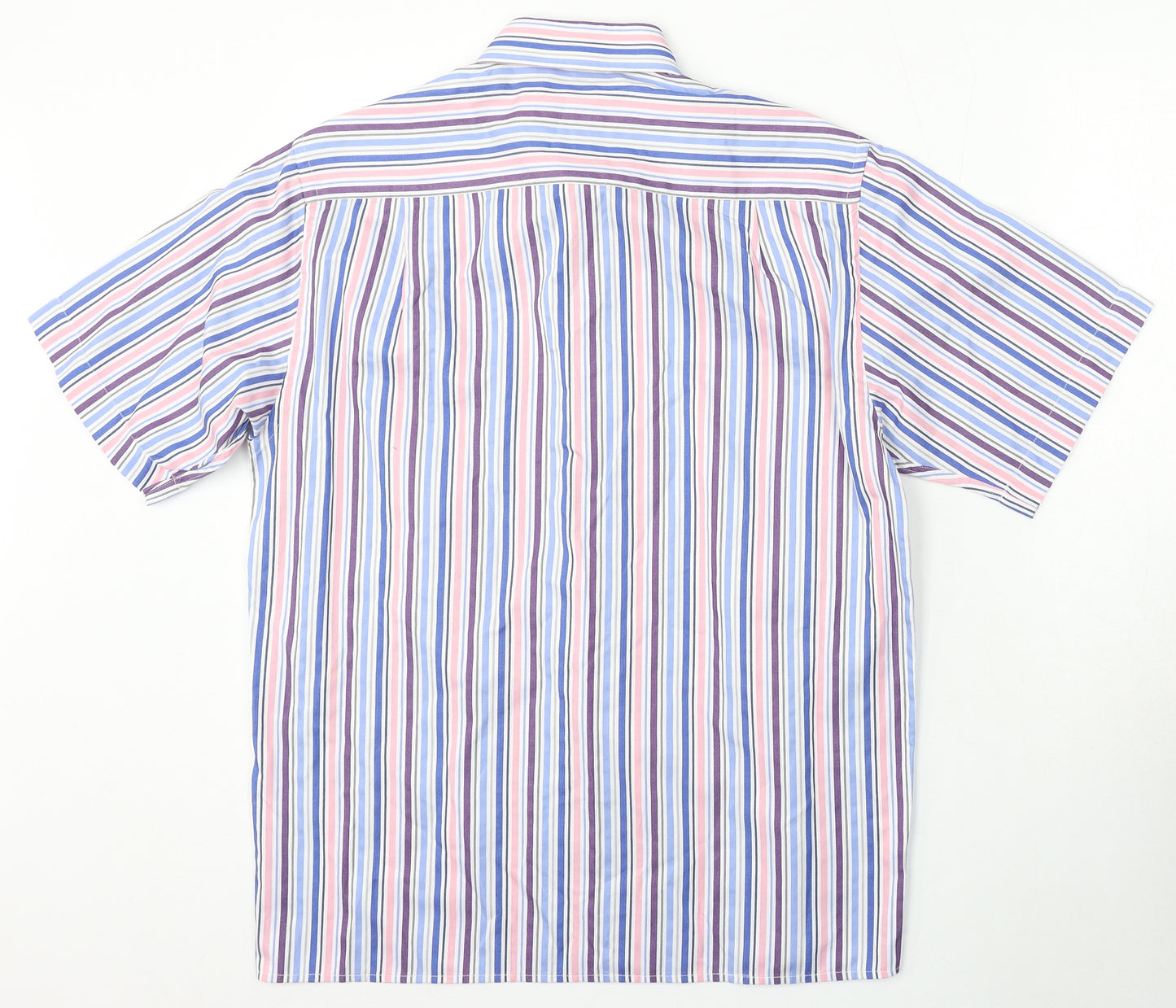 Daniel Graham Mens Multicoloured Striped Polyester Button-Up Size M Collared Button