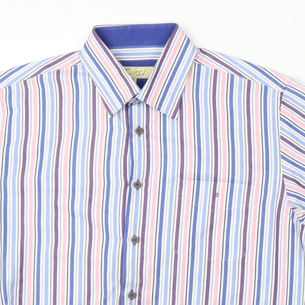 Daniel Graham Mens Multicoloured Striped Polyester Button-Up Size M Collared Button