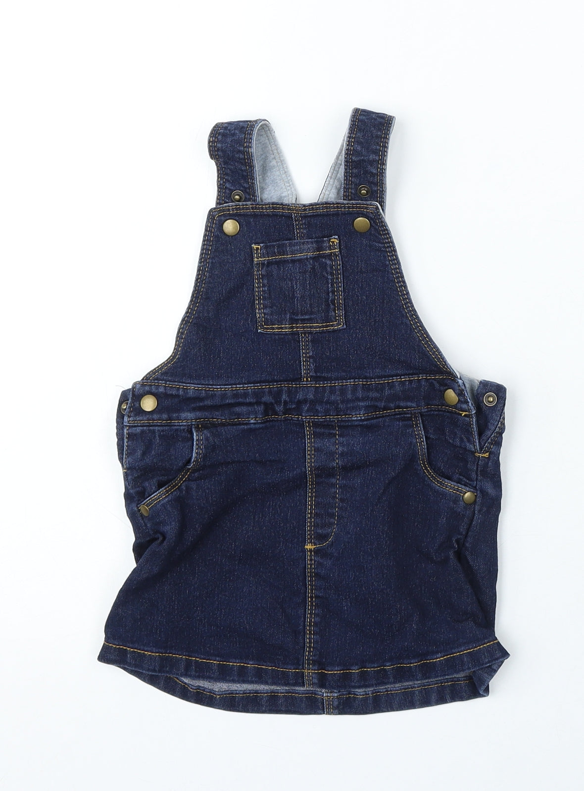 Marks and Spencer Boys Blue Cotton Dungaree One-Piece Size 9-12 Months Snap