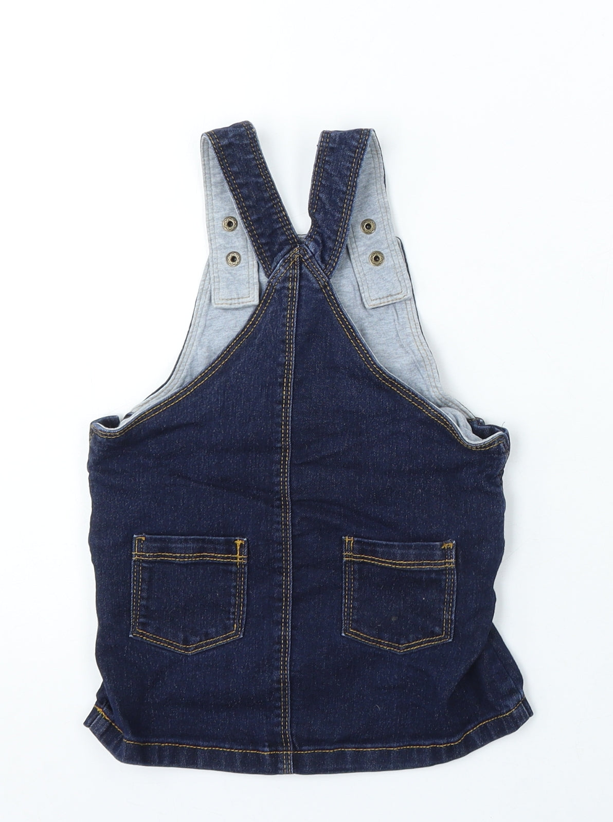 Marks and Spencer Boys Blue Cotton Dungaree One-Piece Size 9-12 Months Snap