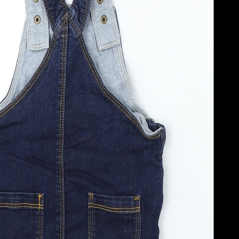 Marks and Spencer Boys Blue Cotton Dungaree One-Piece Size 9-12 Months Snap