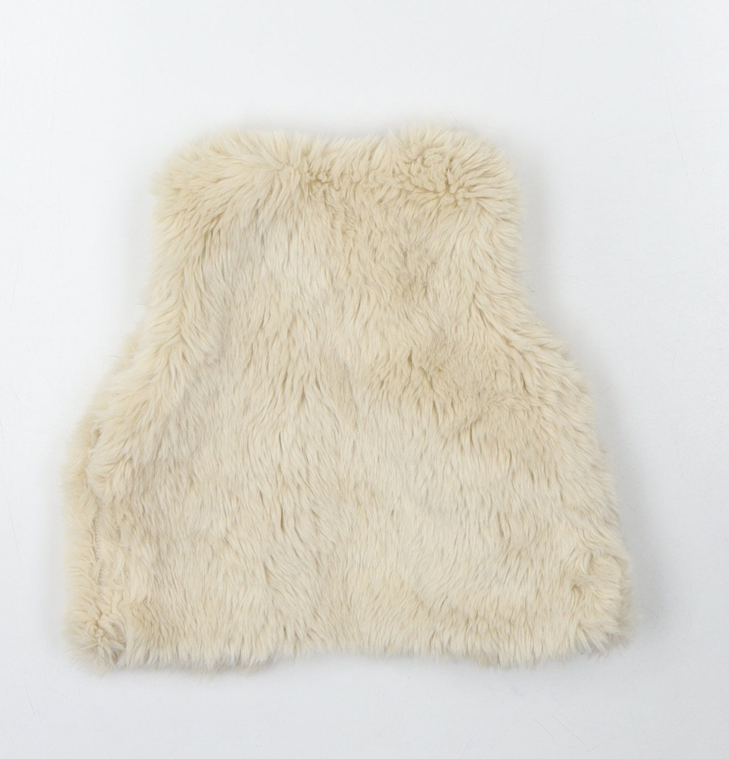 F&F Girls Beige Gilet Jacket Size 9-12 Months Hook & Eye - Faux Fur