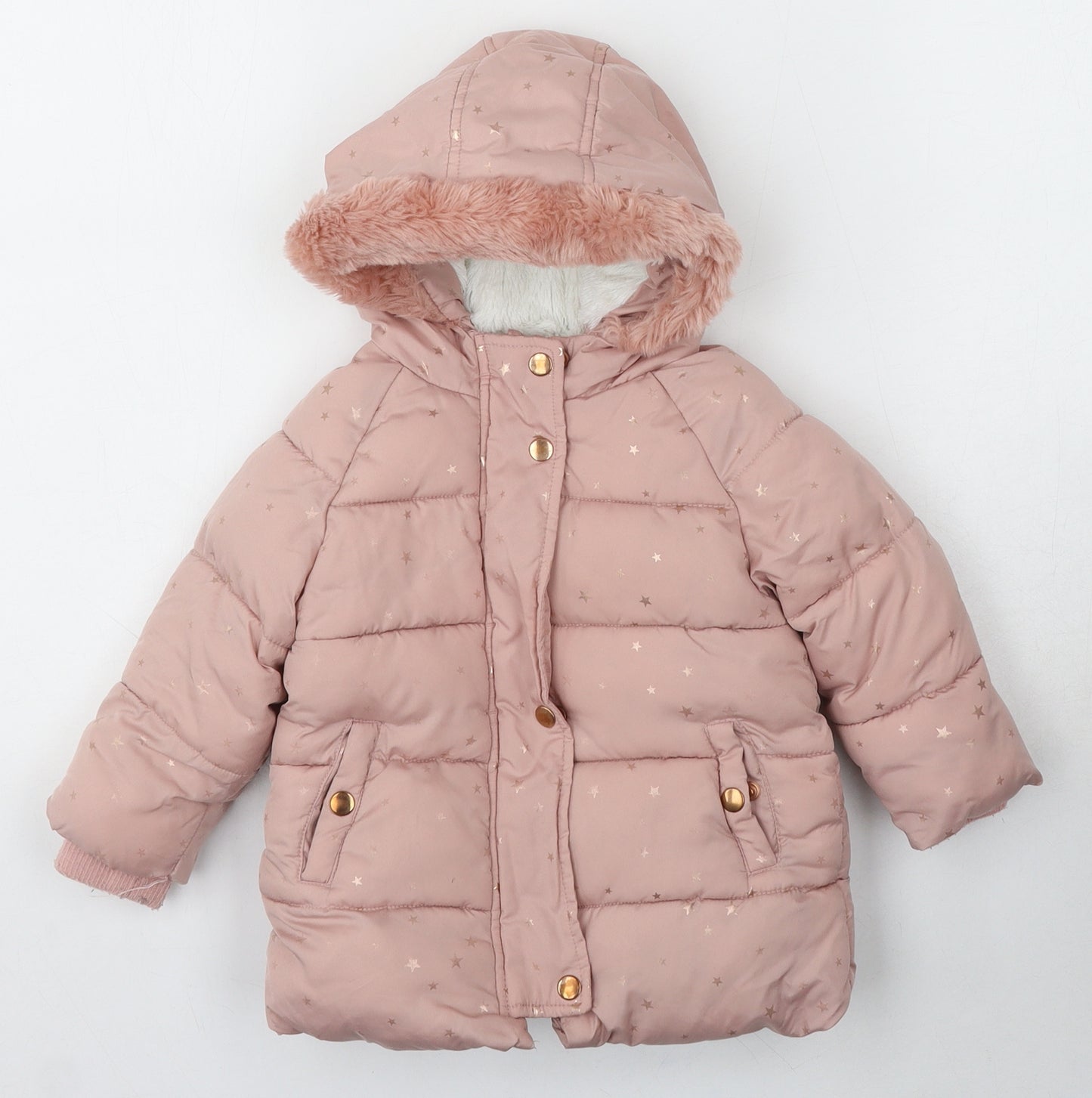 Primark Girls Pink Puffer Jacket Jacket Size 9-12 Months Zip