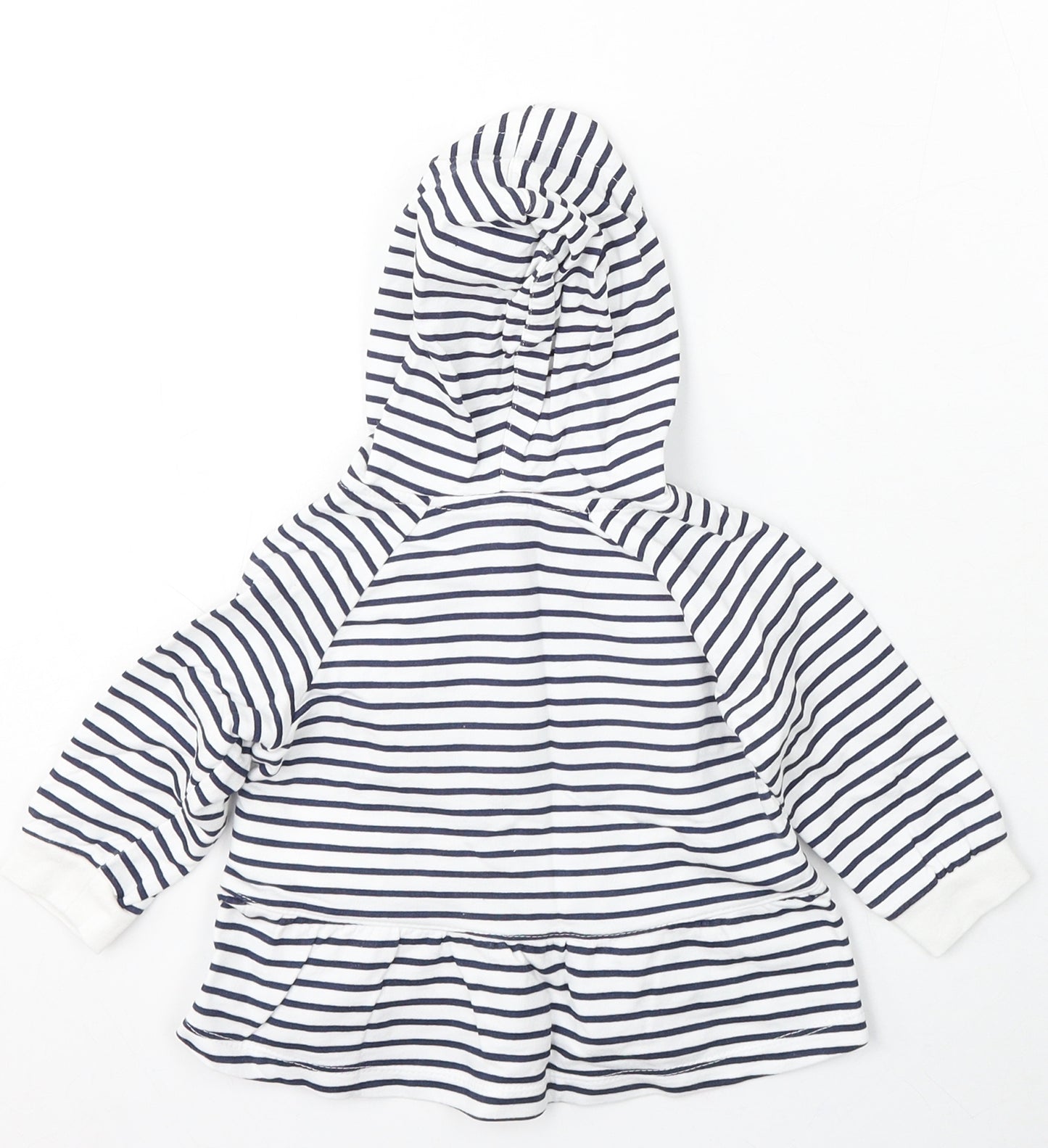 IDO Girls White Striped Jacket Size 12-18 Months Zip - Love heart