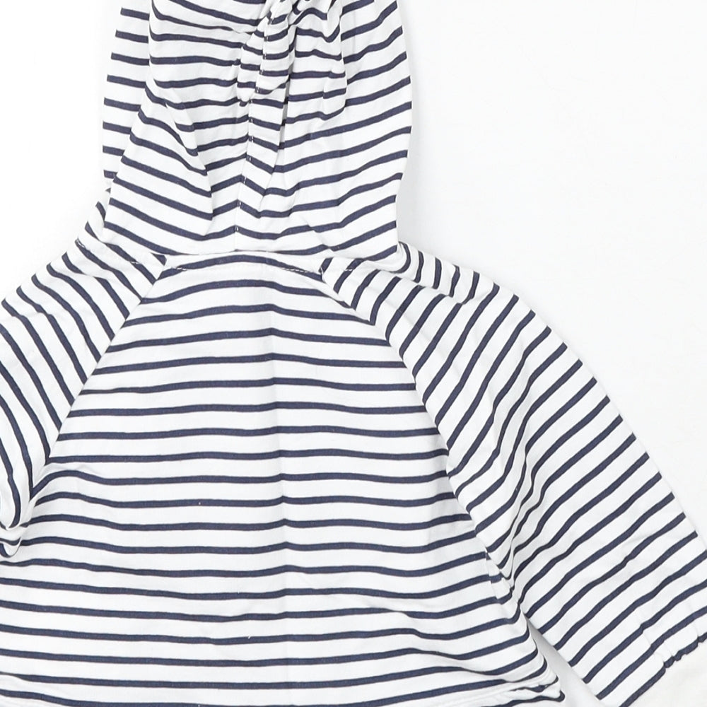 IDO Girls White Striped Jacket Size 12-18 Months Zip - Love heart