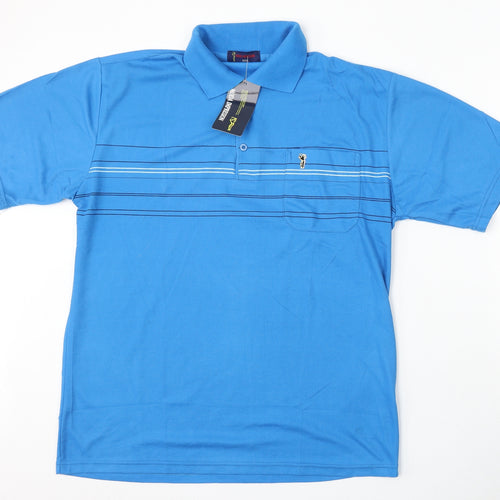 Moda Impression Mens Blue Cotton Polo Size 3XL Collared Button