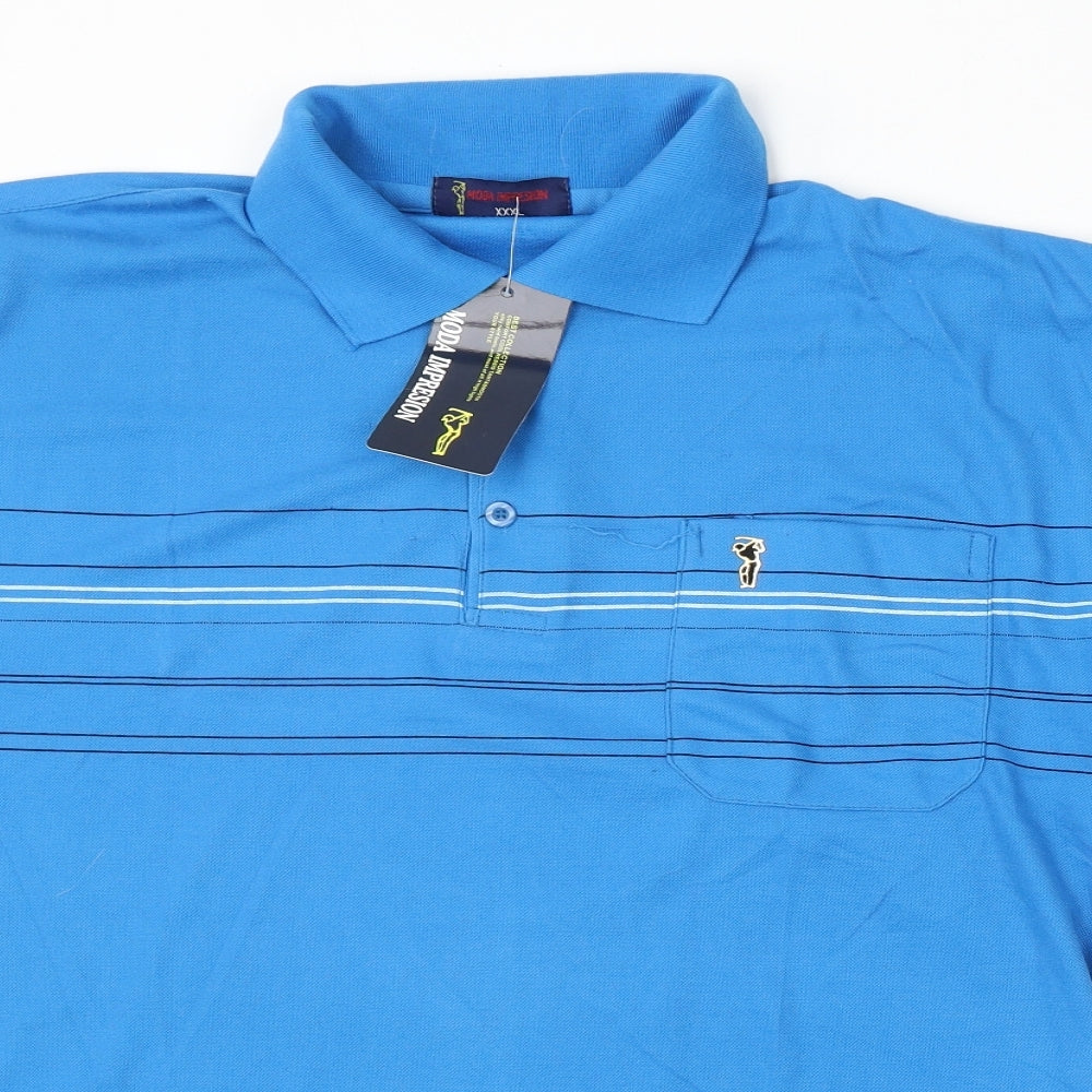 Moda Impression Mens Blue Cotton Polo Size 3XL Collared Button