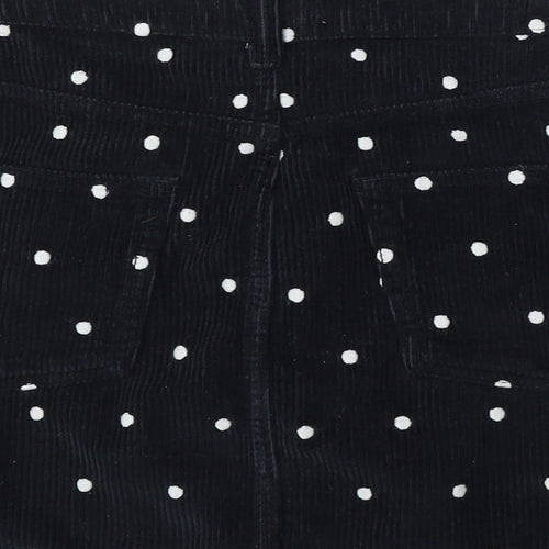 Topshop Womens Blue Polka Dot Cotton A-Line Skirt Size 10 Button