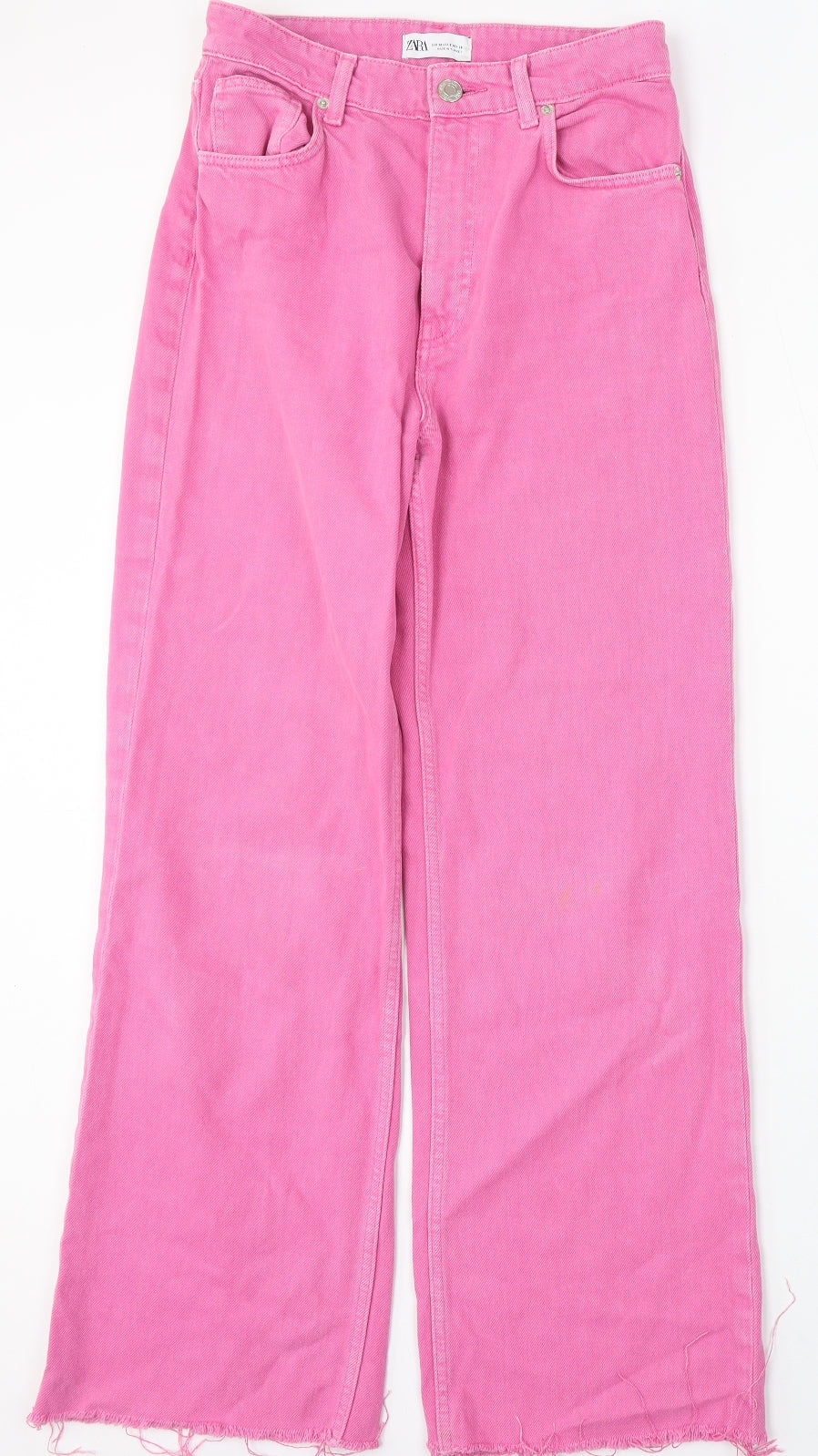 Zara Womens Pink Cotton Straight Jeans Size 8 L30 in Regular Button