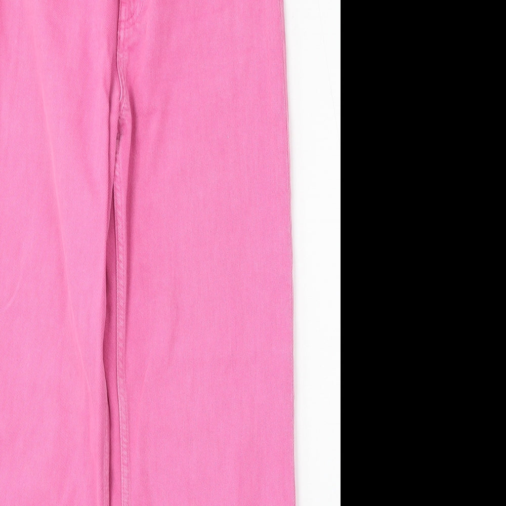 Zara Womens Pink Cotton Straight Jeans Size 8 L30 in Regular Button