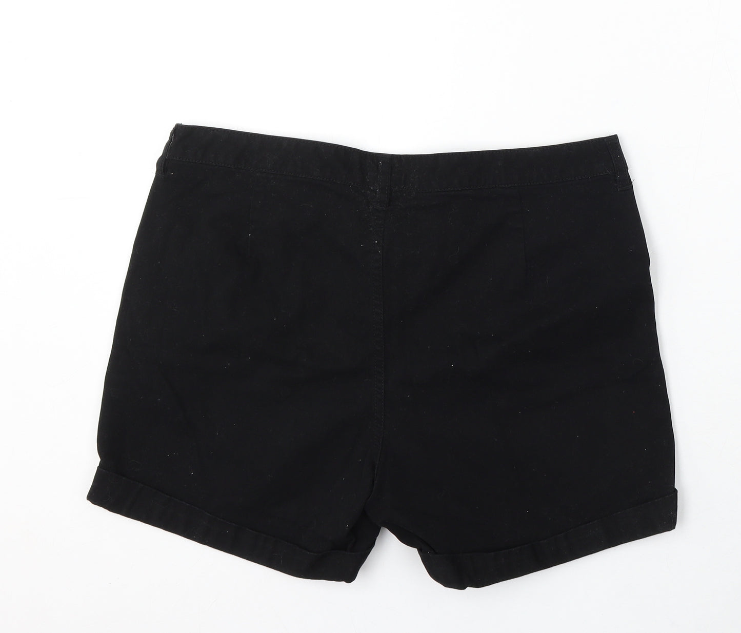F&F Womens Black Cotton Bermuda Shorts Size 14 L4 in Regular Button