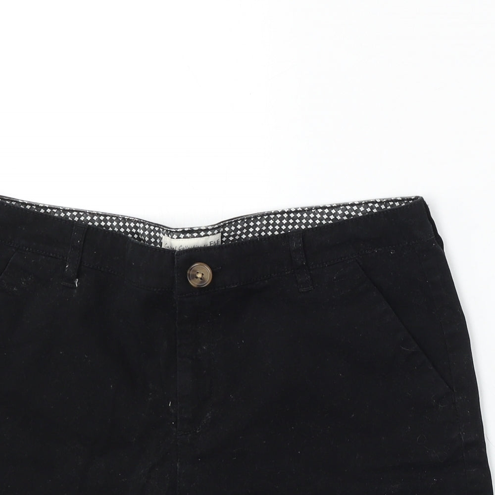 F&F Womens Black Cotton Bermuda Shorts Size 14 L4 in Regular Button