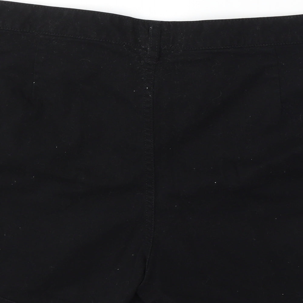 F&F Womens Black Cotton Bermuda Shorts Size 14 L4 in Regular Button