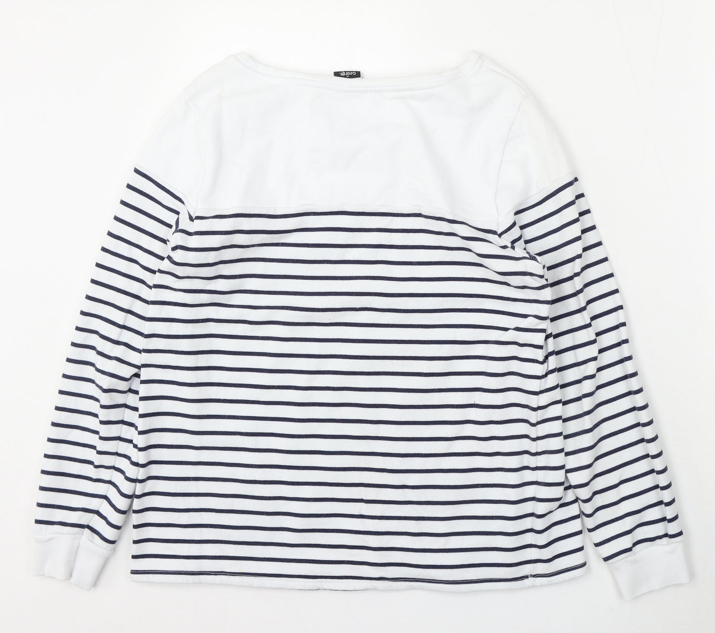 George Womens White Striped Cotton Pullover Sweatshirt Size M - Mickey Mouse