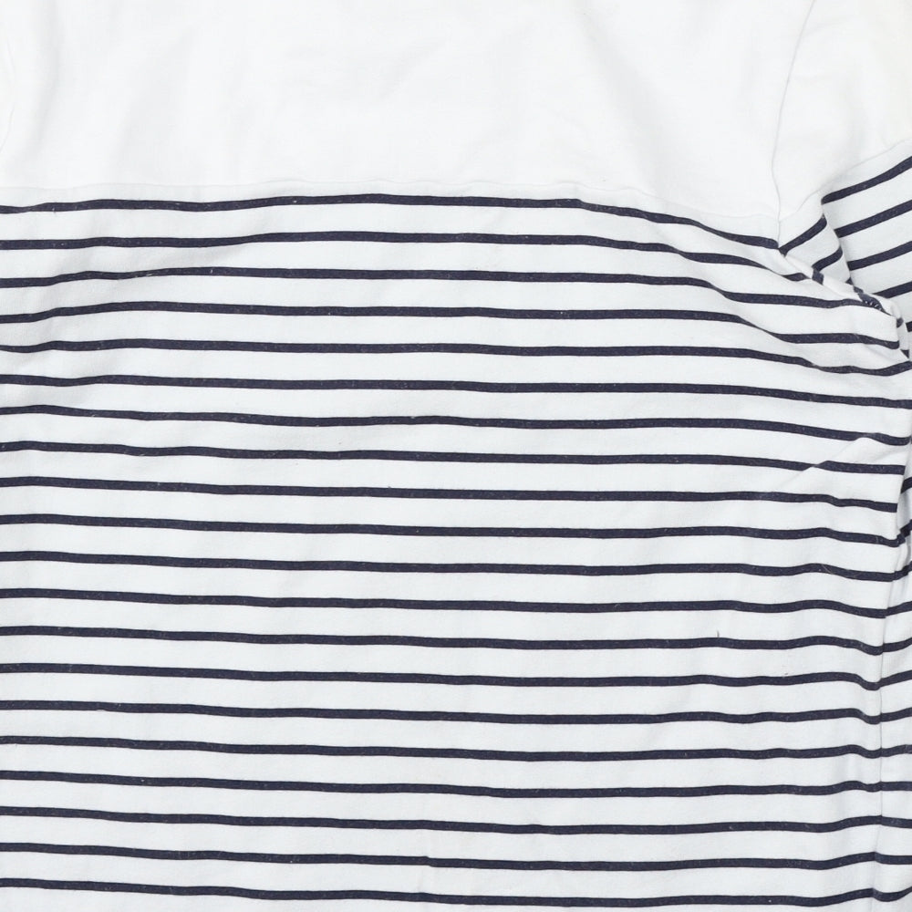 George Womens White Striped Cotton Pullover Sweatshirt Size M - Mickey Mouse
