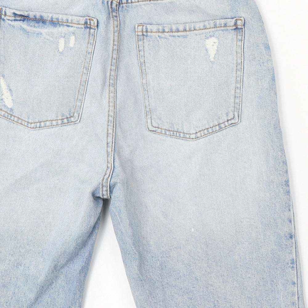 Denim & Co. Womens Blue Cotton Bermuda Shorts Size 8 L10 in Regular Button - Distressed