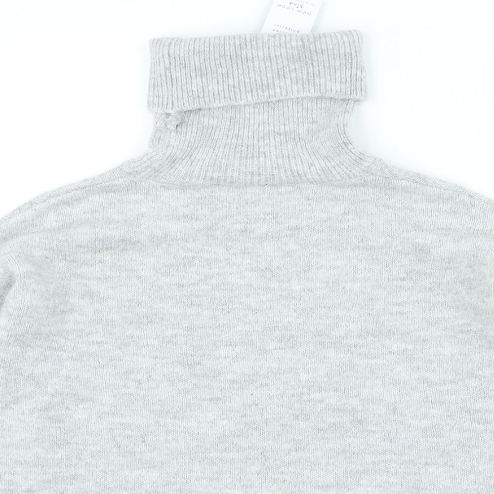 New Look Womens Grey Roll Neck Polyester Pullover Jumper Size M