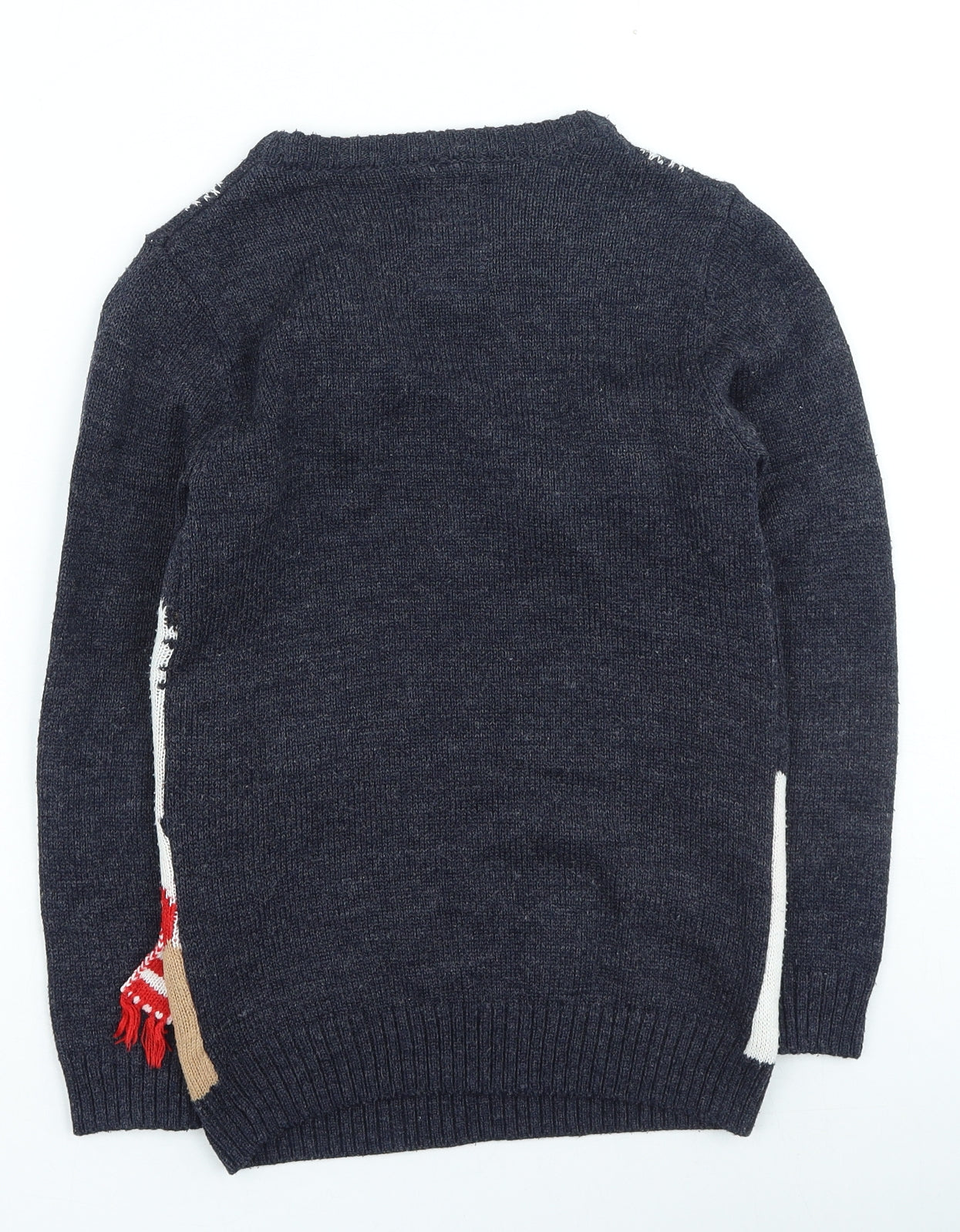 F&F Boys Grey Round Neck Acrylic Pullover Jumper Size 9-10 Years Pullover - Christmas Jumper