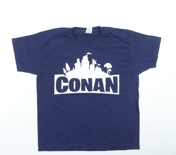 Fruit of the Loom Boys Blue Cotton Basic Casual Size 7-8 Years Round Neck Pullover - CONAN