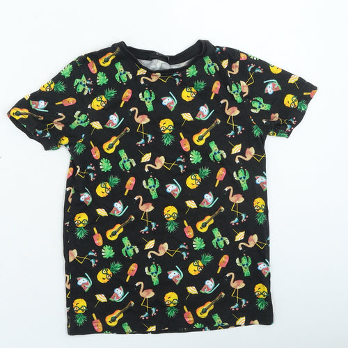 George Boys Black Geometric Cotton Basic Casual Size 7-8 Years Round Neck Pullover - Summer Images