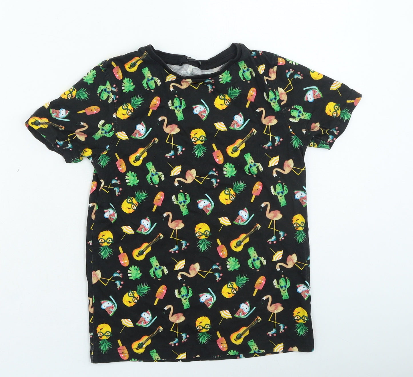 George Boys Black Geometric Cotton Basic Casual Size 7-8 Years Round Neck Pullover - Summer Images