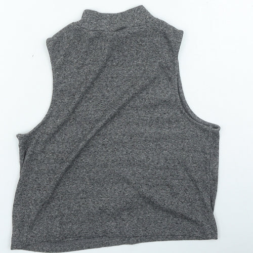 H&M Womens Grey Polyester Cropped Tank Size M High Neck