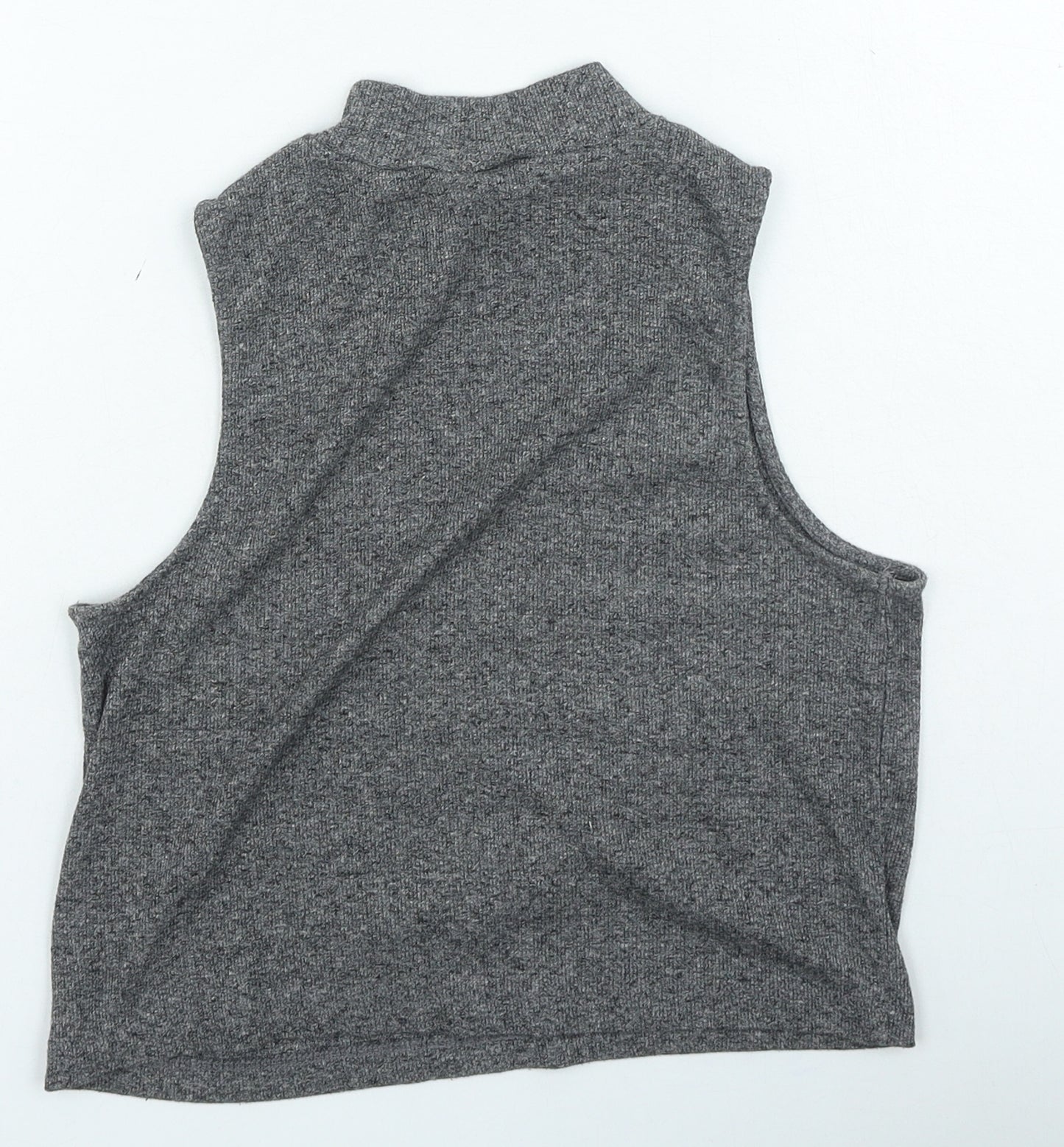 H&M Womens Grey Polyester Cropped Tank Size M High Neck